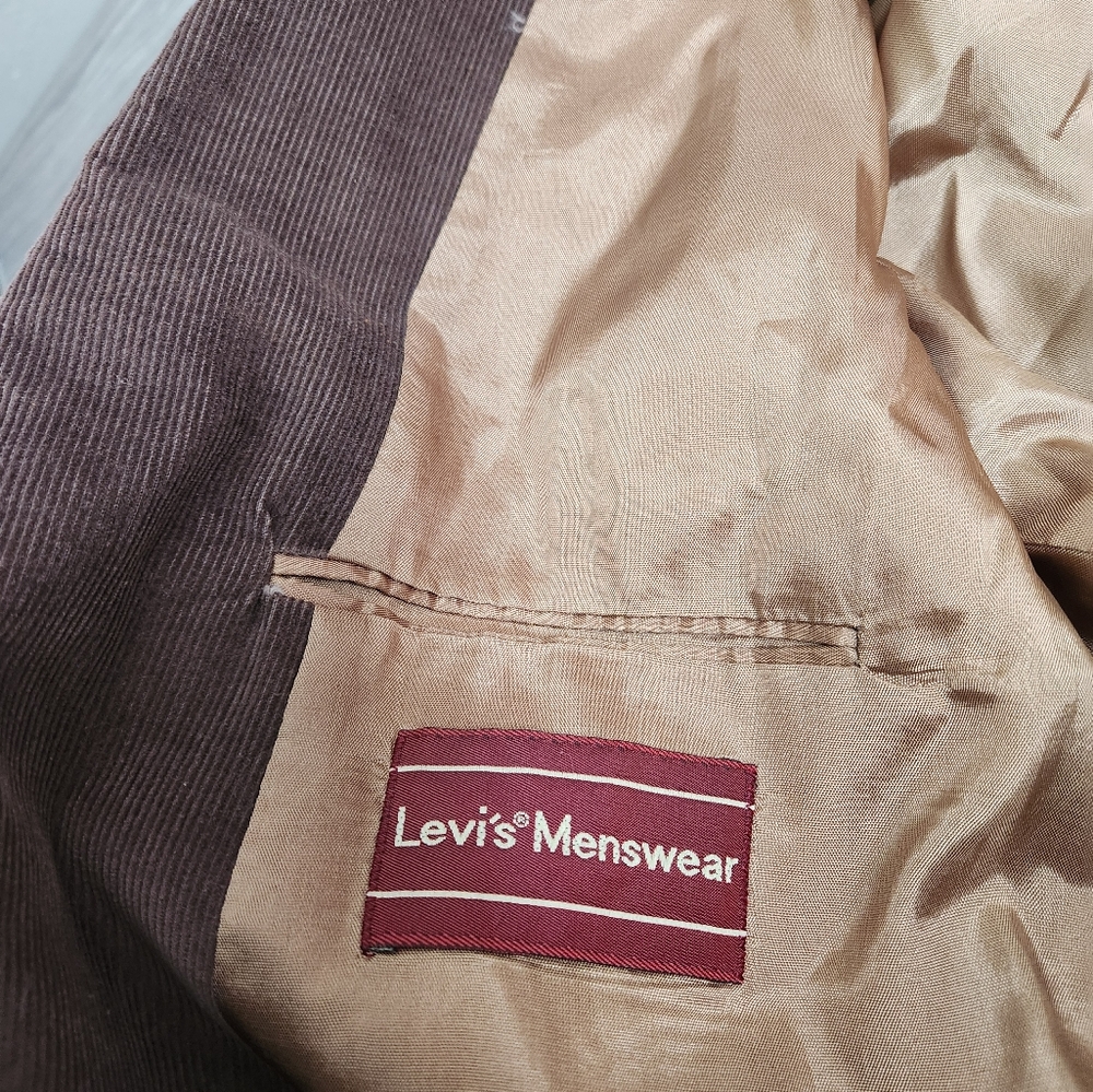 Vintage LEVI'S Menswear Brown Blazer Size L Corduroy Elbow Patch Front Pockets - Picture 3 of 11